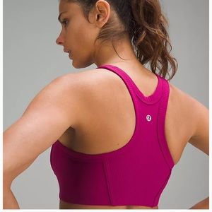 Lululemon Ribbed Nulu High-Neck Yoga Bra in Margenta Purple